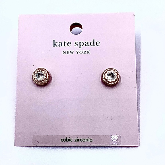 Kate Spade New York Rose Gold Round Stud CZ Earrings - Picture 2 of 7